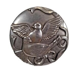 Vintage Signed Love Birds Pewter combo Pin Brooch Pin Seagull Canada
